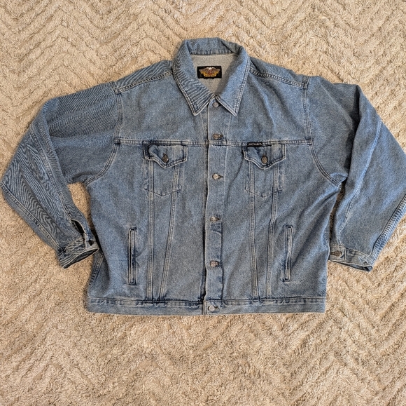 Harley Davidson Motorcycles Men's Embroidered Denim Jean Jacket XXL - Picture 2 of 12